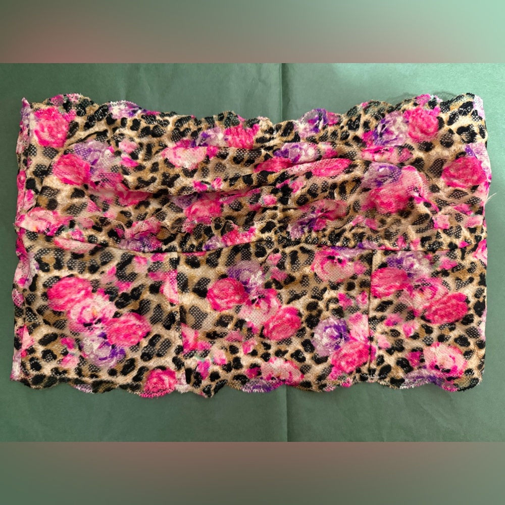 Victorias Secret PINK Floral Lace Tube Bandeau Bralette Pink & Leopard- Size S